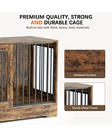 2-in-1 Wooden Dog Crate Furniture for Large Dogs, Heavy-Duty Kennel with Double Doors, Stylish End Table Design