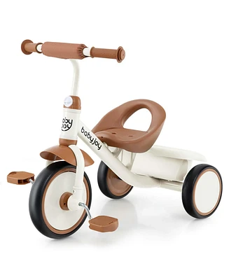 Kids Tricycle Toddler Trike with Adjustable Seat & Storage Basket 3 Wheel Bike