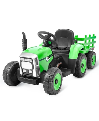 Kids Ride on Tractor 12V Electric Toy Tractor with Trailer Remote Control