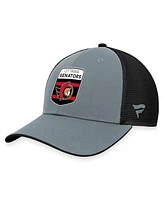 Fanatics Men's Gray/Black Ottawa Senators Authentic Pro Home Ice Trucker Adjustable Hat