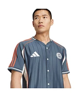 Adidas Men's Gray Bayern Munich Us Pack Full-Button Baseball Jersey