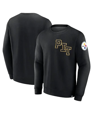 Fanatics Men's Black Pittsburgh Steelers Varsity Letter Fleece Pullover Sweatshirt