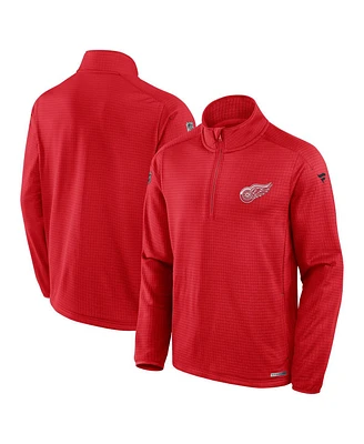 Fanatics Men's Red Detroit Wings Authentic Pro Rink Quarter-Zip Sweatshirt