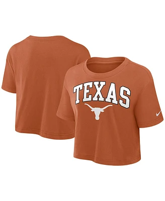 Nike Women's Texas Orange Longhorns Power Pursuit Athletic Prep Arch Performance Cropped T-Shirt