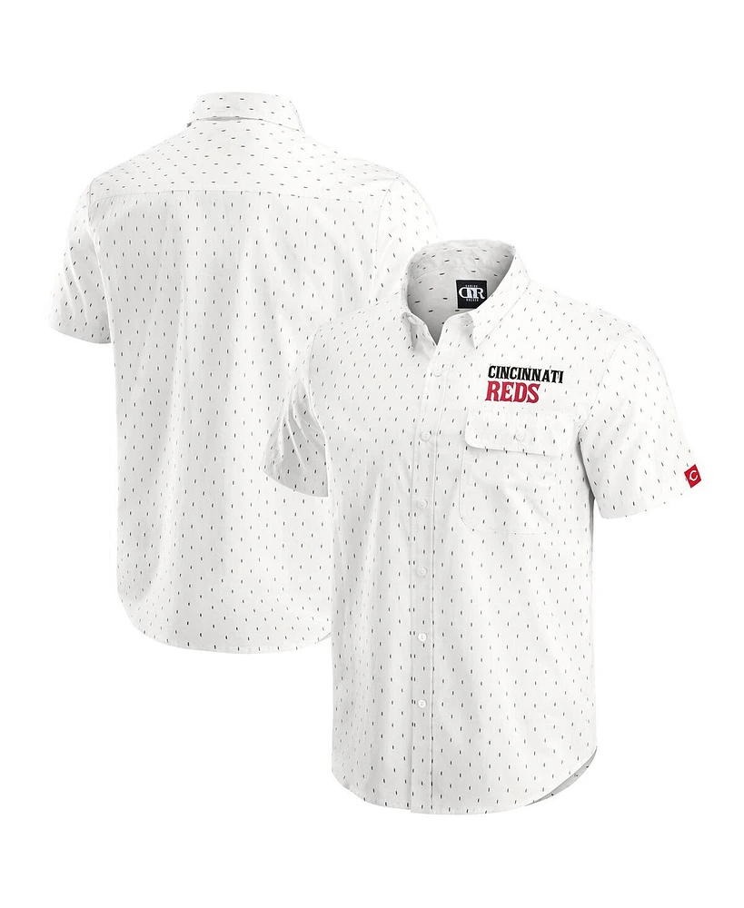 Darius Rucker Collection by Fanatics Men's Cream Cincinnati Reds Printed Button-Down Shirt