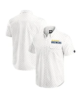 Darius Rucker Collection by Fanatics Men's Cream Milwaukee Brewers Printed Button-Down Shirt