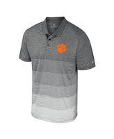 Colosseum Men's Gray Clemson Tigers Striped Mesh Polo Shirt