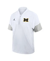 Jordan Men's White Michigan Wolverines 2025 Sideline Coaches Lightweight Short Sleeve Jacket