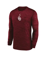 Jordan Men's Crimson Oklahoma Sooners 2025 Sideline Velocity Performance Long Sleeve T-Shirt