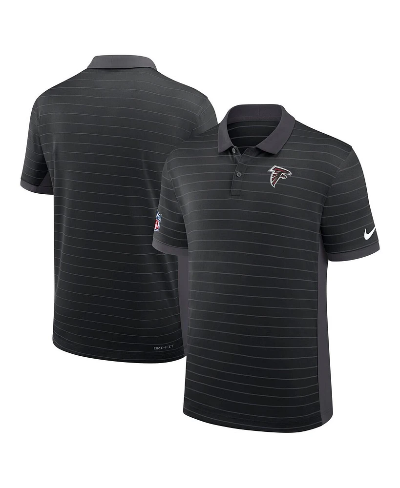 Nike Men's Black Atlanta Falcons Sideline Victory Stripe Performance Polo Shirt