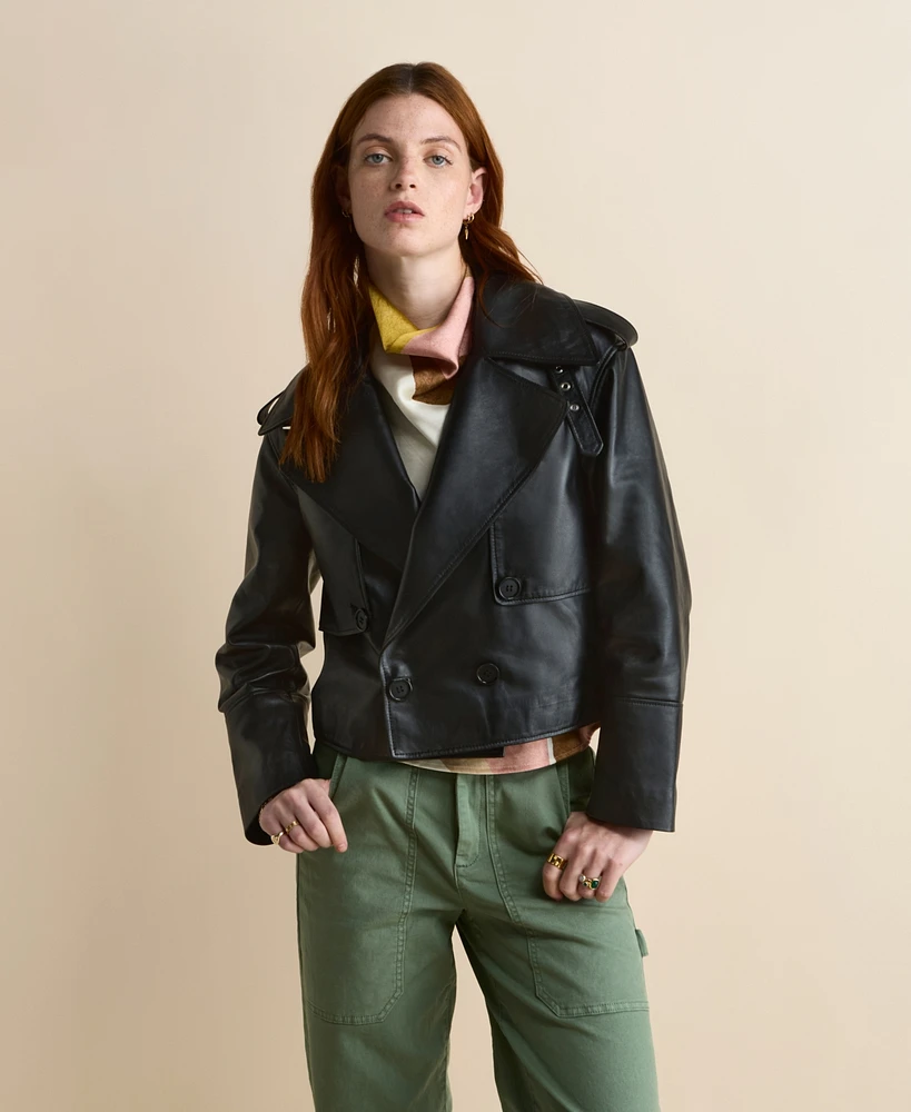 Furniq Uk Women's Leather Jacket, Black