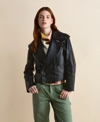 Furniq Uk Women's Leather Jacket, Black