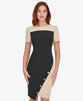 Tommy Hilfiger Women's Colorblocked Asymmetrical-Hem Sheath Dress