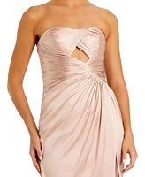 Mac Duggal Women's Strapless Charmeuse Wrap Gown With Cutout Detail