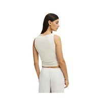 Cotton On Women's Rib Lace Ruched Tank