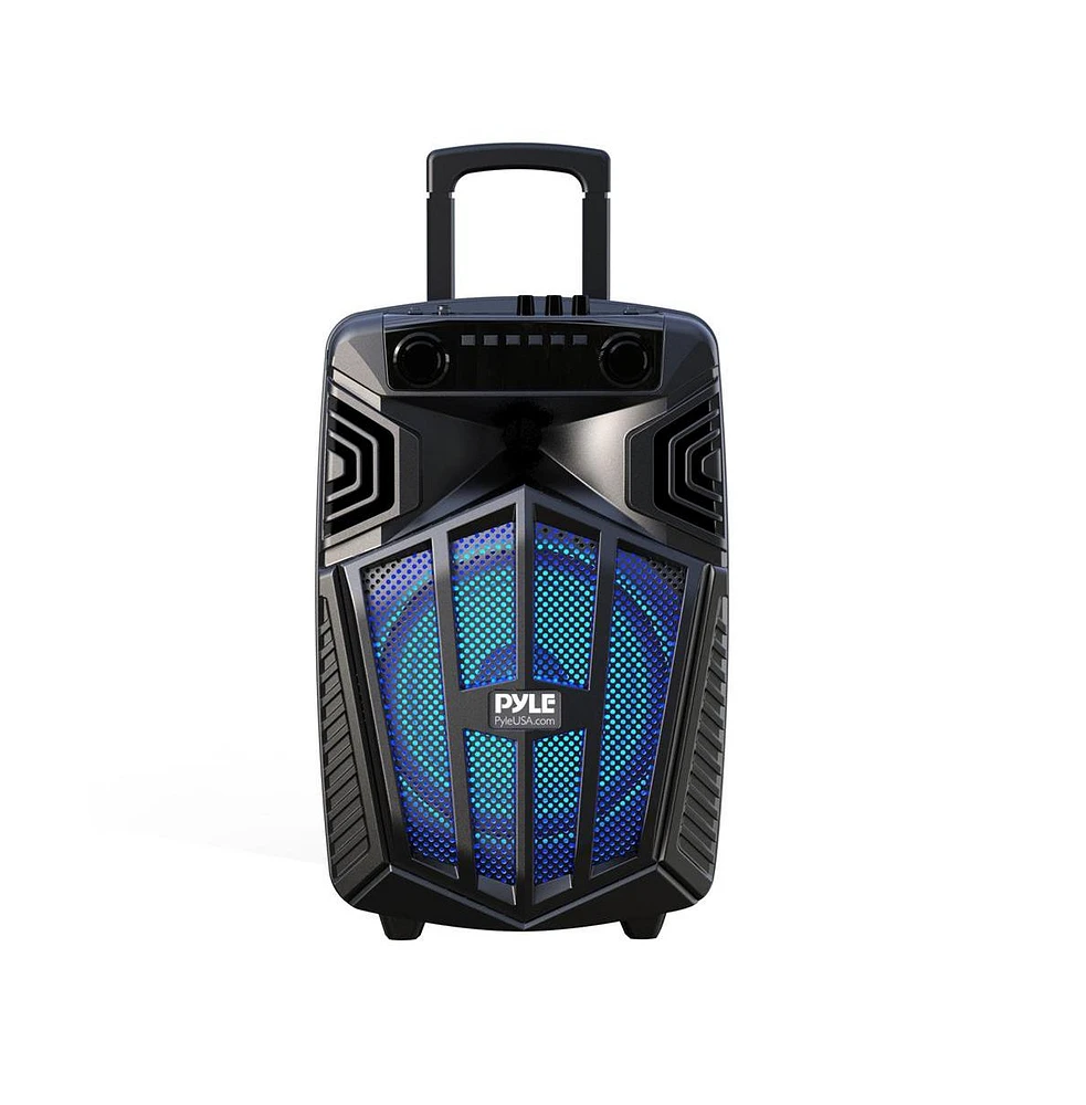 Pyle 10" Bluetooth Portable Pa Speaker – Karaoke Party Speaker with Wireless Mics, Stand, Rechargeable Battery, Flashing Lights, MP3/Usb/F