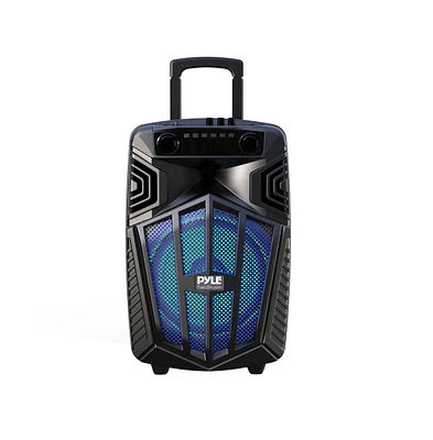 Pyle 10" Bluetooth Portable Pa Speaker – Karaoke Party Speaker with Wireless Mics, Stand, Rechargeable Battery, Flashing Lights, MP3/Usb/F