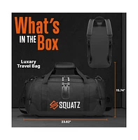Squatz Travel Duffle Bag Pack, Foldable Overnight Bag with Compartments, Tear-Resistant Carry-On