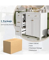 Casainc 36" Bathroom Vanity with Ceramic Sink, Double-Layer Drawers, Soft Close Doors & Adjustable Shelves