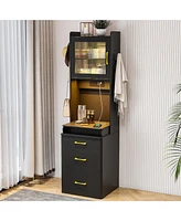 Vlsrka 3-in-1 Vanity Desk with Flip-up Mirror and Human Sensor Led Light