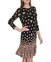 Tommy Hilfiger Women's Jersey Printed Ruffled Shift Dress