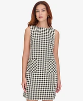 Tommy Hilfiger Women's Knit Houndstooth Sleeveless Shift Dress