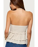 Edikted Women's Linen Look Strapless Peplum Top