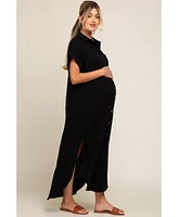 Pinkblush Maternity Black Button Down Midi Dress