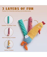 Nocciola 2 in 1 Chicken Lives Twice Dog Toy, Cute Stuffed Toys with Large Durable Rubber Squeaky Core