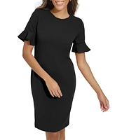 Calvin Klein Women's Scuba Crepe Short-Sleeve Sheath Dress
