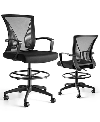 Sugift Ergonomic Drafting Chair Tall Office Chair with Foot Ring, Adjustable Height, Lumbar Support, Mesh Back