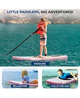 Free-Flow Inflatable Kids Stand-Up Paddle Board – Welded Design, Hand Pump, 3-Shaft Paddle, Leash, Fin, Repair Kit & Backpack Included