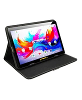 Linsay 10.1" Octa Core 256GB Storage Android 15 Tablet with Black Leather Case