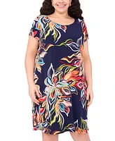 Msk Plus Short-Sleeve Jersey Shift Dress