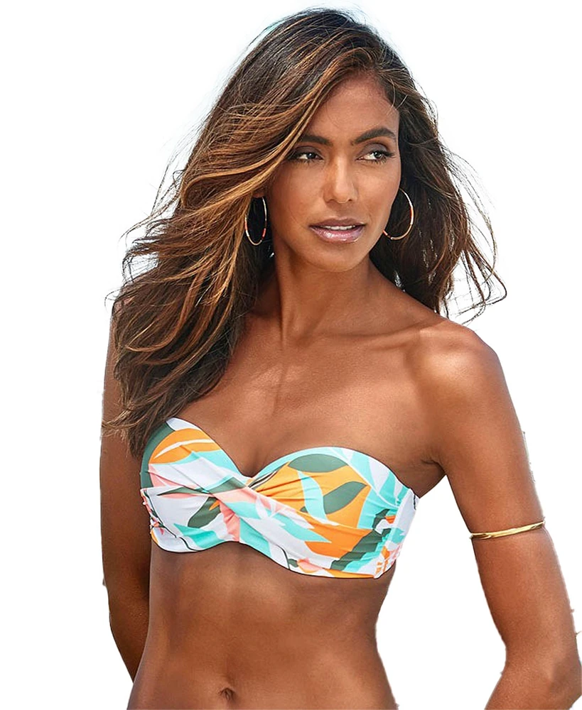 Lascana Women's Mix Print Bandeau Bikini Swimsuit Top
