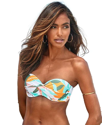 Lascana Women's Mix Print Bandeau Bikini Swimsuit Top