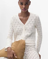 Mango Women's Openwork Detail Knit Cardigan