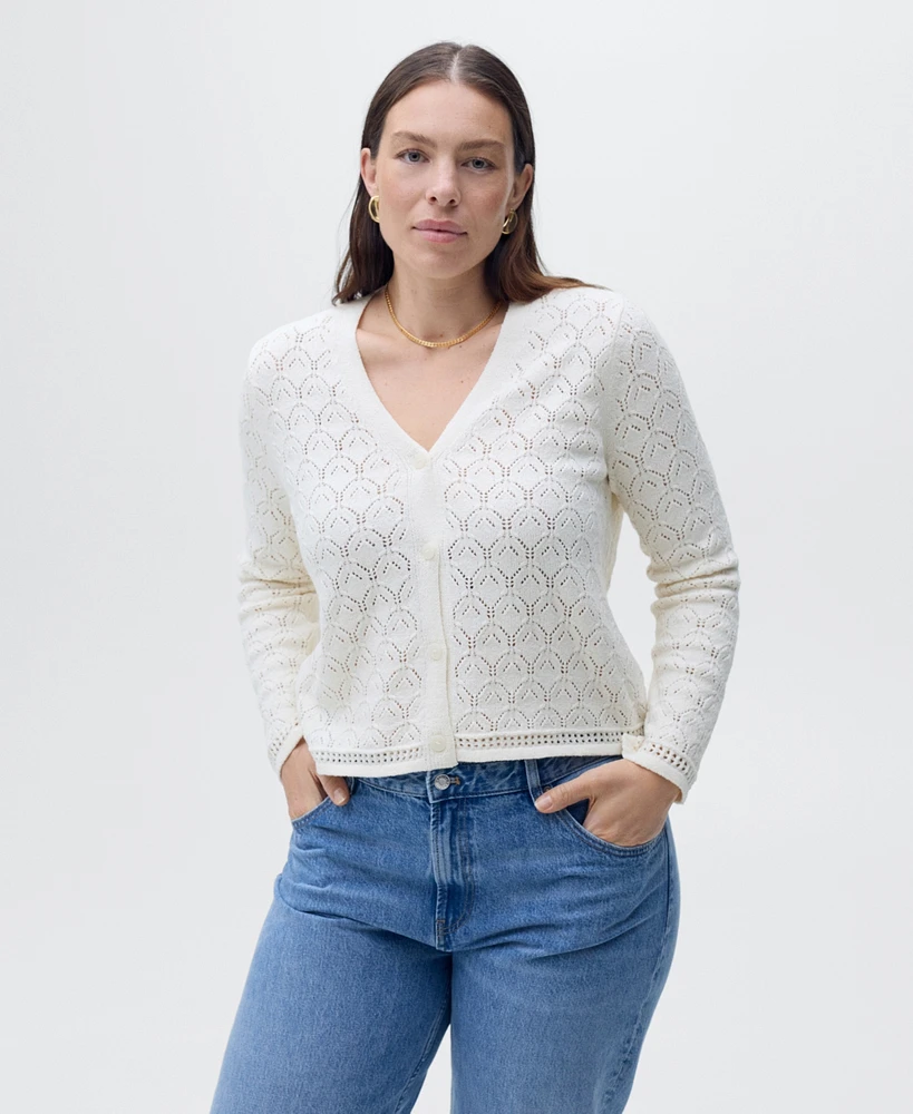 Mango Women's Openwork Detail Knit Cardigan