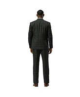 Stacy Adams Men's Glen Plaid Hybrid-Fit 3pc Notch Lapel Suit Set, Jacket Vest and Pants