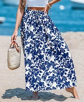 Cupshe Women's Wildflower Sky Blue Midi Skirt