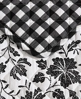 Eddie Bauer Woodblock Floral Flannel Cotton Reversible -Pc. Quilt Set