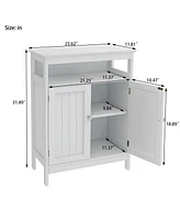 Casainc Bathroom Storage Cabinet with Double Shutter Doors in White, Elegant & Functional
