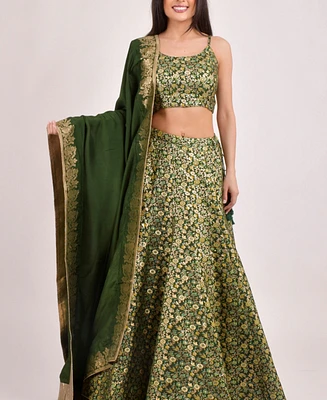 Raas Women's Rich Green Banarasi Lehenga Choli