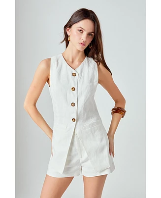 English Factory Women's Linen Vest