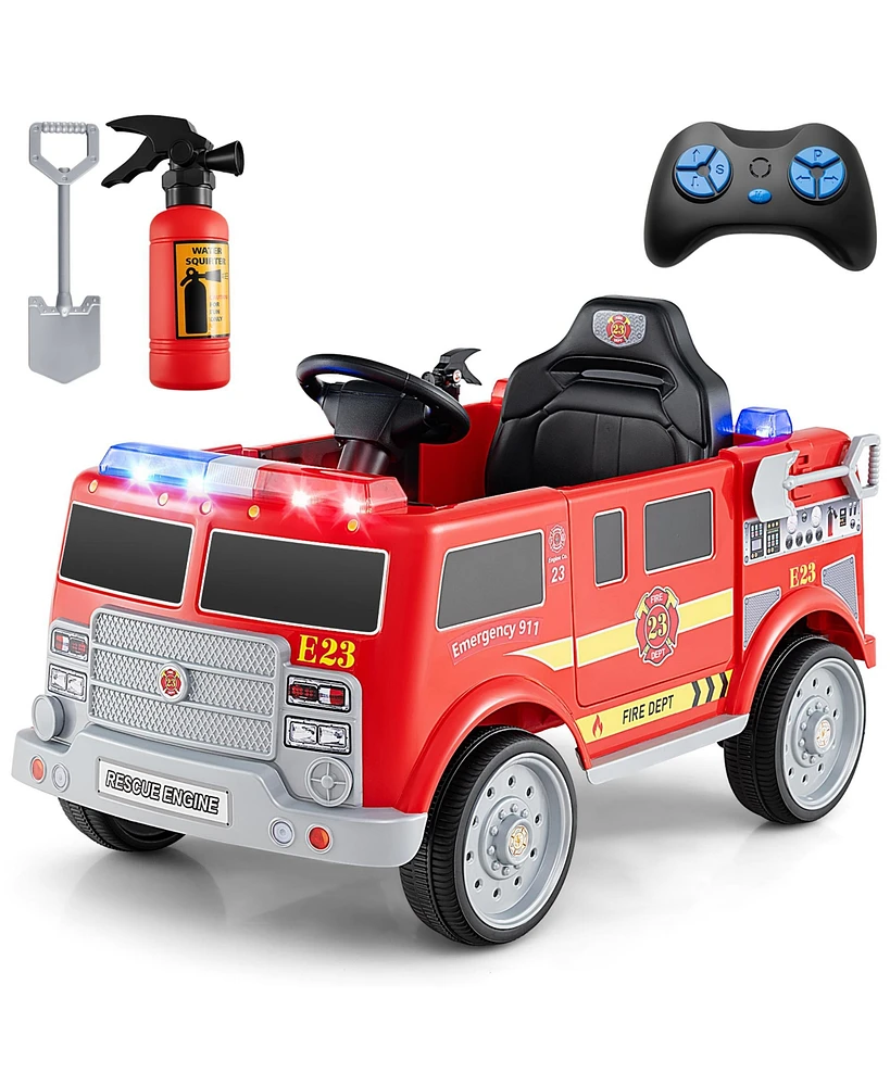 Gymax Kids Ride on Police Car 12V Battery Powered Electric Vehicle w/ 3 Speeds