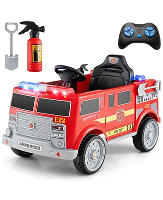Gymax Kids Ride on Police Car 12V Battery Powered Electric Vehicle w/ 3 Speeds