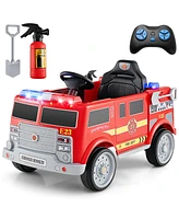Gymax Kids Ride on Police Car 12V Battery Powered Electric Vehicle w/ 3 Speeds
