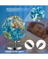 3-in-1 Illuminated World Globe with Stand and 88 Constellations