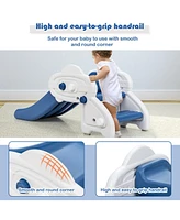 Kids Slide, Freestanding Baby Mini Play Climber Slide Set Hdpe/Anti-Slip Foot Pads/Non-Slip Widened Pedals for Indoor Outdoors Use (Blue)