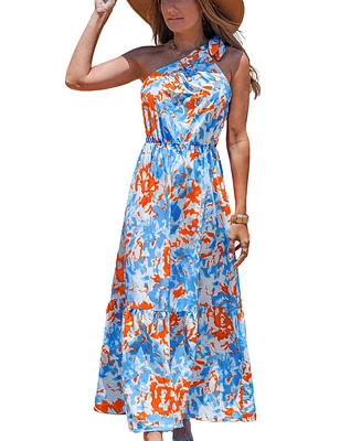 Cupshe Women's Cerulean Waltz Floral Maxi Beach Dress